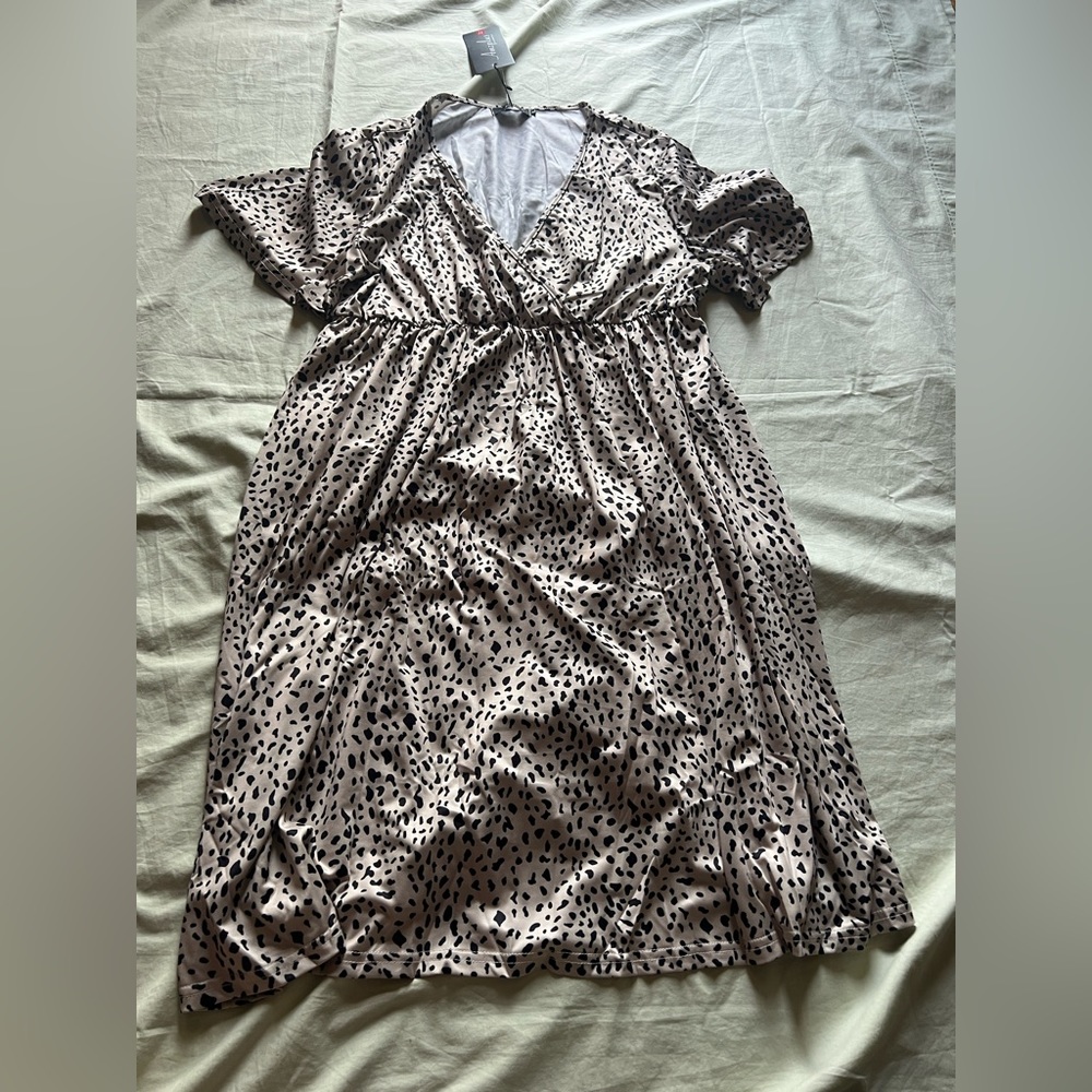Amzplus Size XL Length 39” Dress Slip On Side Pockets Short Sleeves #51